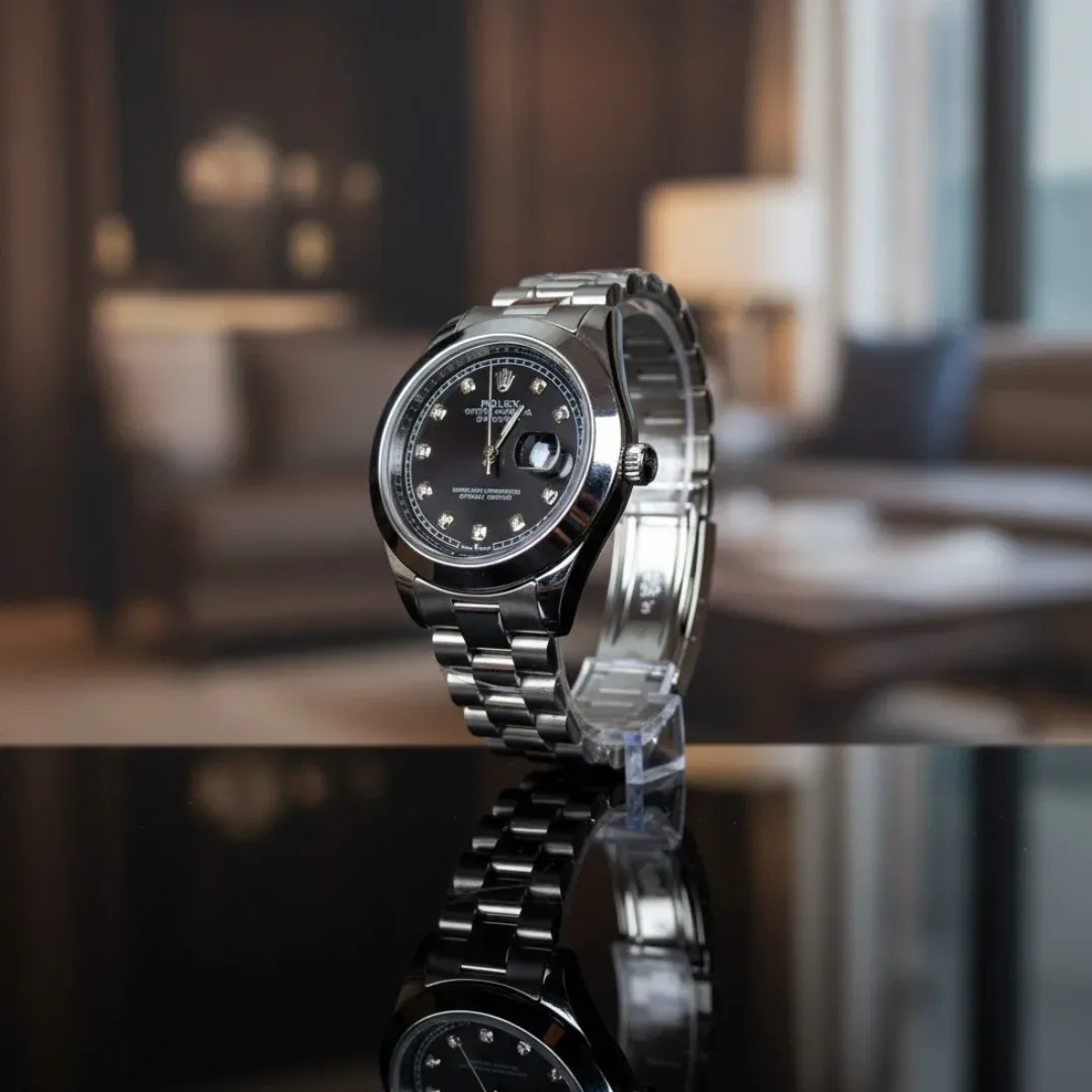 RLX DJ Smooth Bezel Silver Chain Watch – Luxury Stainless Steel Men's Wristwatch